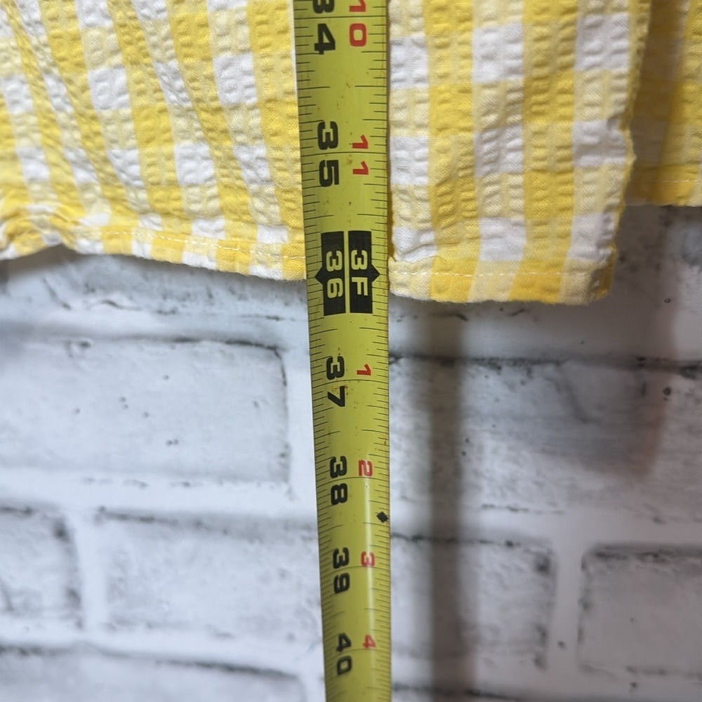 Crewcuts J.Crew Girls Yellow Gingham Seersucker Puff Sleeve Dress Size 14 - Picture 2 of 8